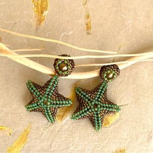 New Handmade Seed Bead Starfish Earrings